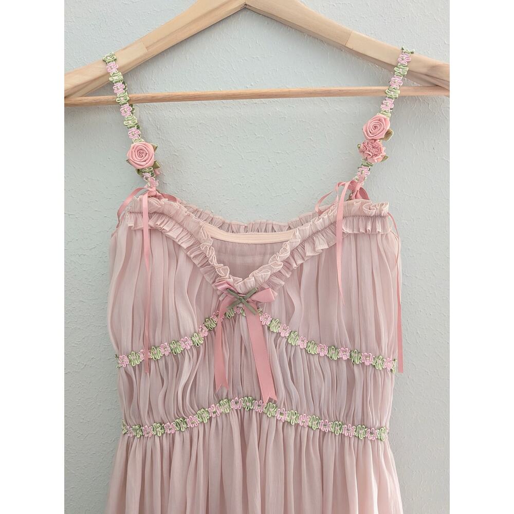 LaceMade Pink Aurora Corset Dress Size XS Princess Cottagecore Romantic Lace - Picture 6 of 11